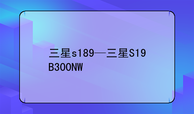三星s189—三星S19B300NW
